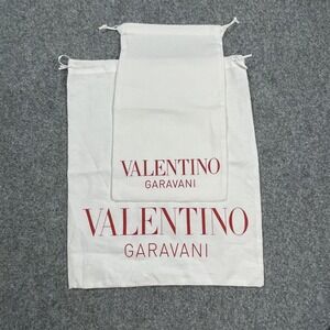 Valentino Dust Bags Drawstring Top White Travel Show Bag Set of 2 LOT